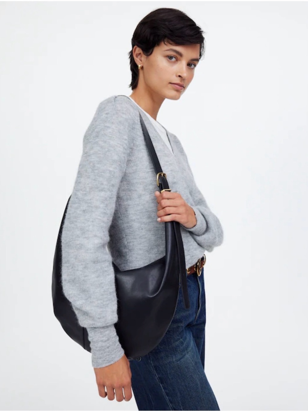 Madewell - The Essential Curve Black Leather Shoulder Bag (Rare)
